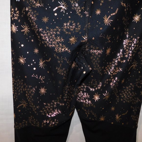 ASKYA Womens S Black Gold Constellations Space Activewear Leggings Cropped - Picture 15 of 16